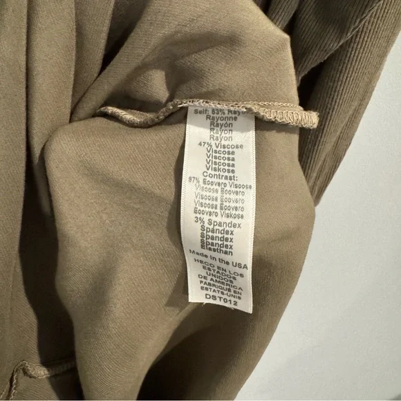 Michael Stars Nadia Mixed Fabric Satin Midi Dress in Olive Green, Size S - Picture 9 of 12